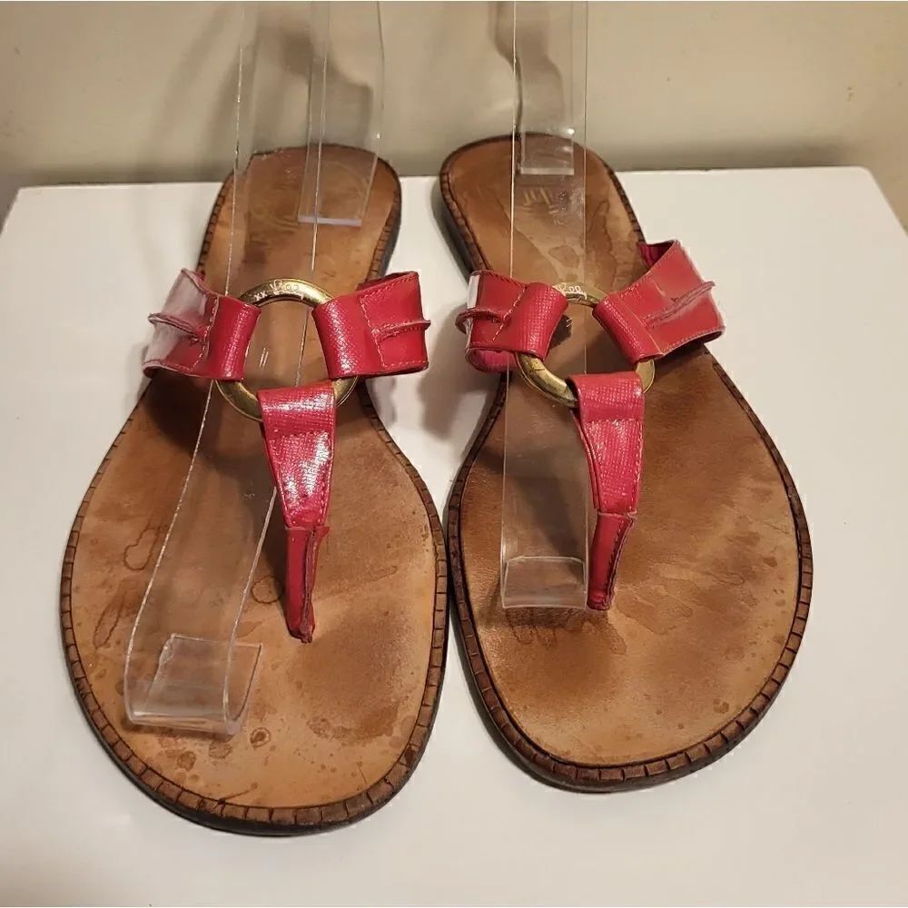 SPECIAL! Lilly Pulitzer McKim Hot Pink Patent Leather Thong Sandals sz.6 $128